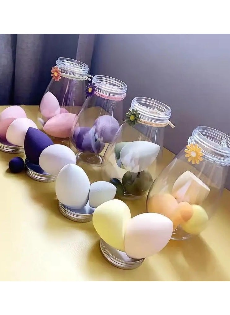 ORiTi - 6Pcs Soft Teardrop Blender Sponge Set with Jar Flawless Bottle Design for Perfect Makeup Application - Image 1