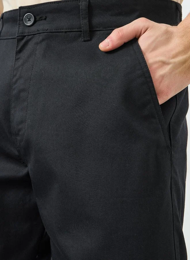 Styli  Men Black Cotton Relaxed Fit Pants for Men | Best Price UAE