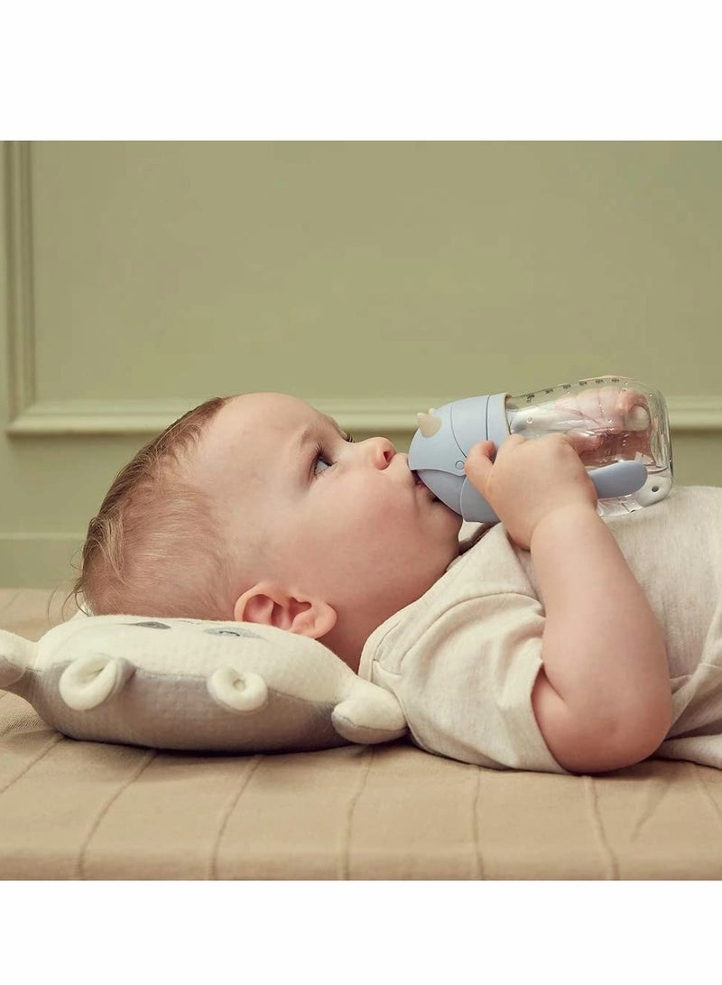 Toddler Sippy Cups 250ML, 360° Leak-Proof Weighted Straw with Handle, Soft Spout Learner Cup, Anti-Choking Design, Drop-Resistant Water Bottle (Blue) - Image 4