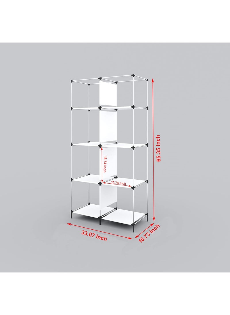 Whitecloud TRANSFORMING HOMES Whitecloud TRANSFORMING HOMES Printed Collapsible Wardrobe Portable Foldable Closet for Clothes Almira 8 Shelves 1 Side Pocket NonWoven Fabric 100 GSM 20025 Moon Star Grey  - Image 5