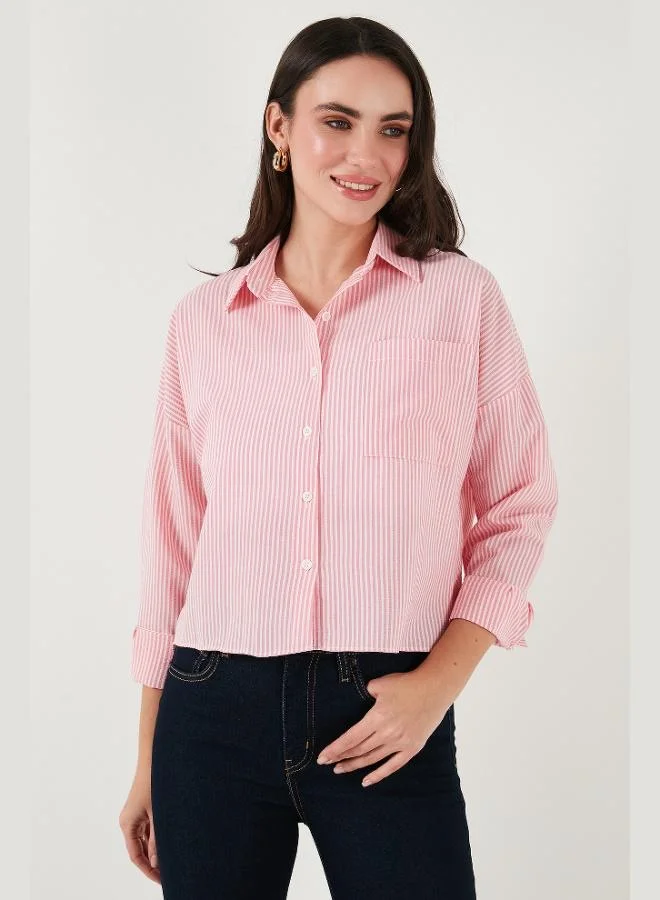 Lela Lela Regular Fit Striped Chest Pocket Textured Shirt Women's SHIRT 6772870