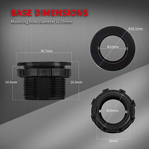 DaierTek Round Rocker Switch 12V 20A LED DC Round Shell 3 Pin with 12 Volt Red LED Lighted Automotive Car Truck Rocker Toggle Switch ON Off -5Pack - Image 3