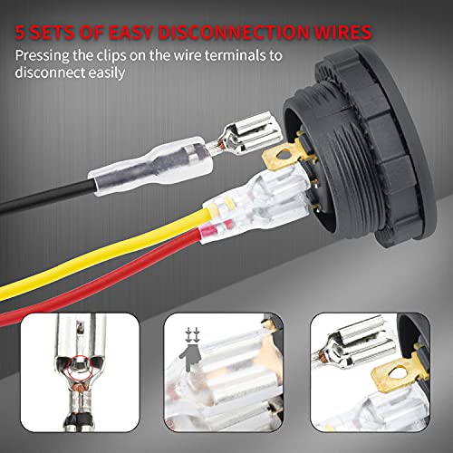 DaierTek Round Rocker Switch 12V 20A LED DC Round Shell 3 Pin with 12 Volt Red LED Lighted Automotive Car Truck Rocker Toggle Switch ON Off -5Pack - Image 5