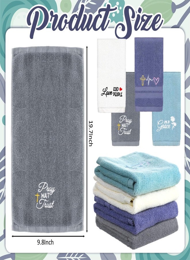 Pickmesh 4 Pcs Christian Hand Towels Set Christian Gifts for Men Women Faith Religious Cotton Bathroom Dish Towels 9. 8 x 19. 7 Inches Cross Kitchen Decors for Pastor Gifts for Fathers Day Bathroom - Image 2