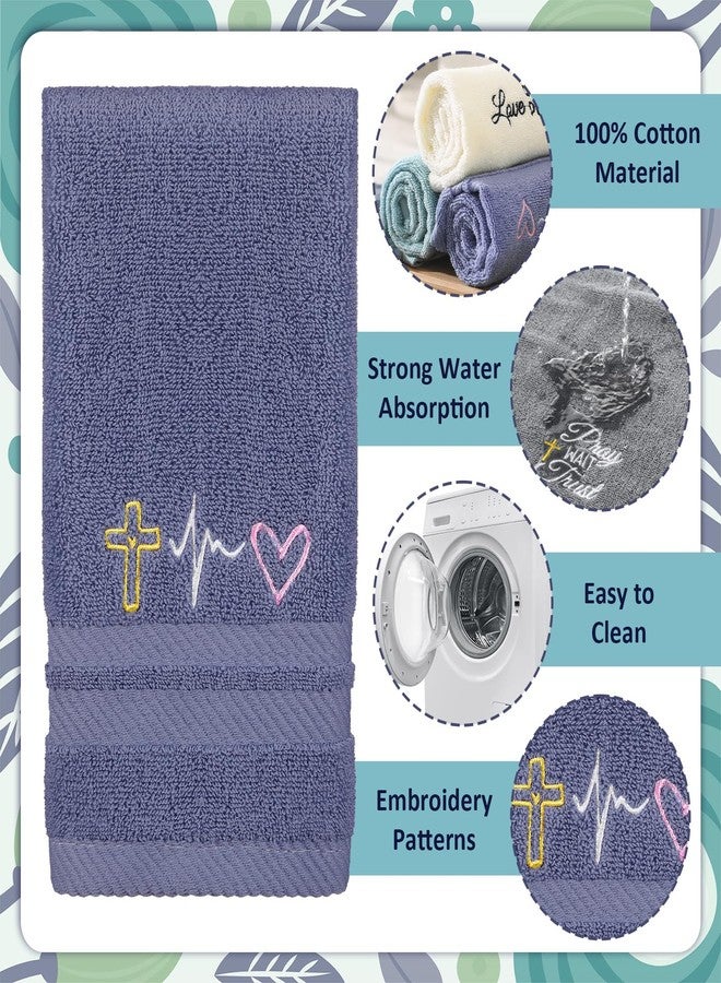 Pickmesh 4 Pcs Christian Hand Towels Set Christian Gifts for Men Women Faith Religious Cotton Bathroom Dish Towels 9. 8 x 19. 7 Inches Cross Kitchen Decors for Pastor Gifts for Fathers Day Bathroom - Image 3