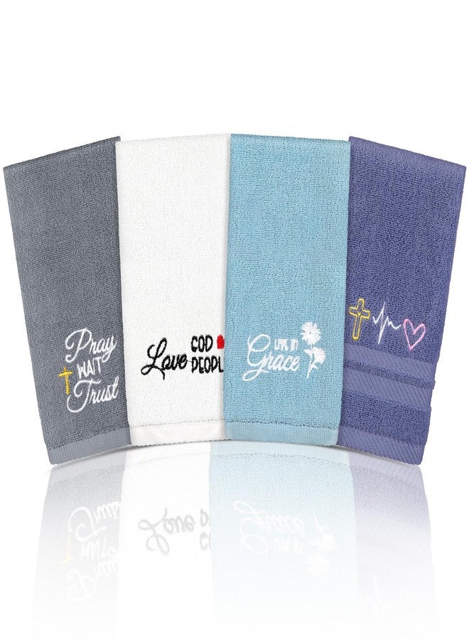 Pickmesh 4 Pcs Christian Hand Towels Set Christian Gifts for Men Women Faith Religious Cotton Bathroom Dish Towels 9. 8 x 19. 7 Inches Cross Kitchen Decors for Pastor Gifts for Fathers Day Bathroom - Image 1