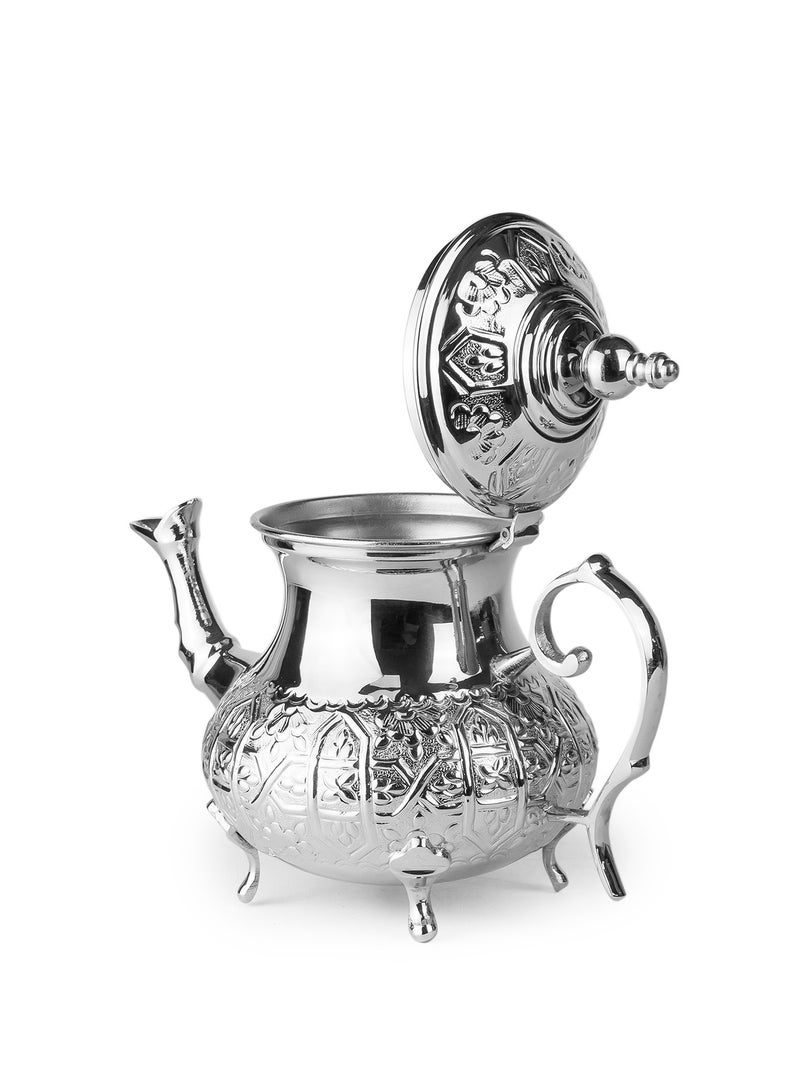 Cuisine Art Moroccan Brass Teapot - Zwin, 500ml, Silver Handcrafted Traditional Tea Pot for Authentic Moroccan Tea Ceremony - Image 3