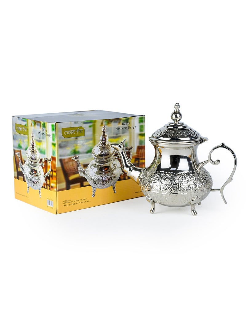 Cuisine Art Moroccan Brass Teapot - Zwin, 500ml, Silver Handcrafted Traditional Tea Pot for Authentic Moroccan Tea Ceremony - Image 5