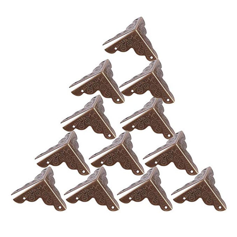 12 PcsPack 24mm Antique Metal Corner Protector Furniture Corner Protectors Guards Vintage Decorative Box Desk Edge Covers for Wooden Cabinet Box FurnitureBronze