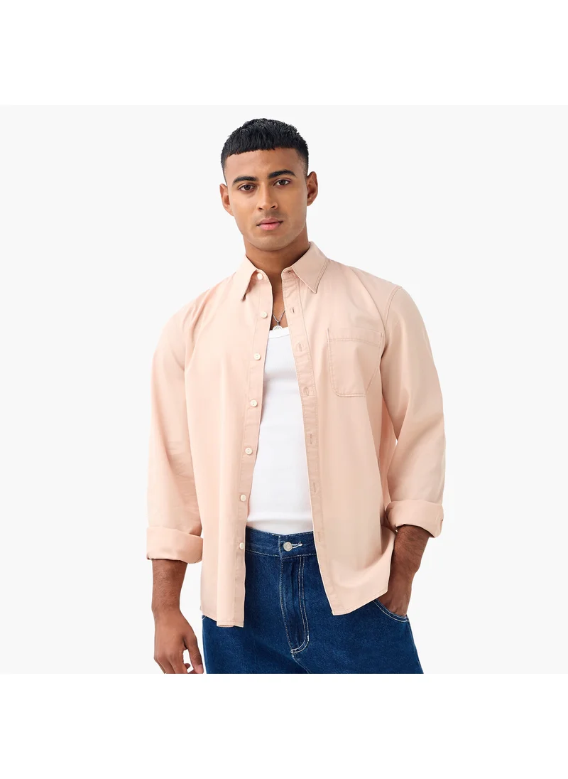 Lee Cooper Lee Cooper Regular Fit Collared Shirt with Chest Pocket