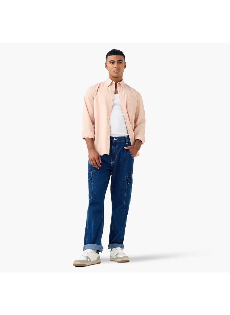Lee Cooper Lee Cooper Regular Fit Collared Shirt with Chest Pocket