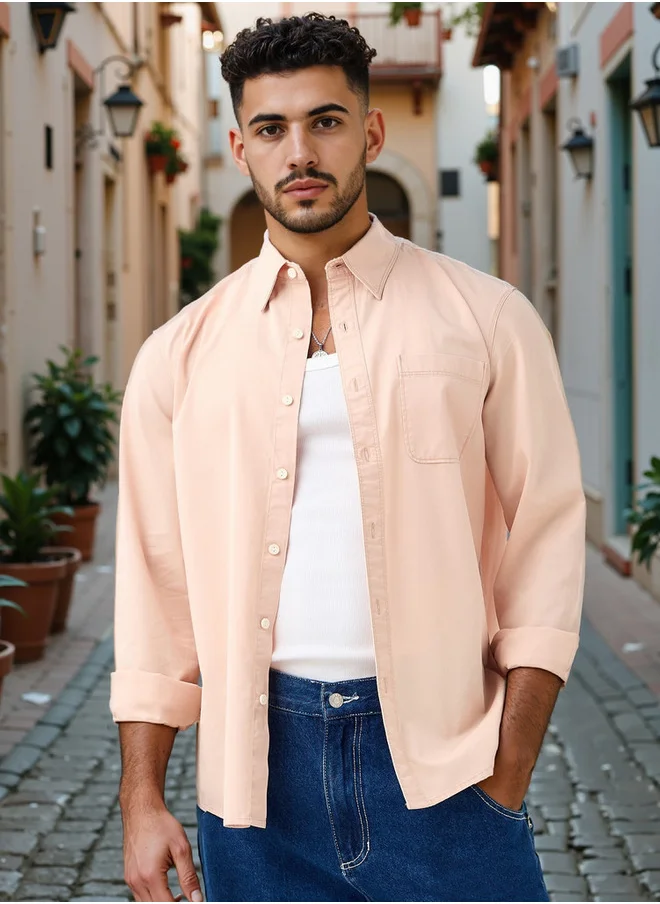 Lee Cooper Lee Cooper Regular Fit Collared Shirt with Chest Pocket
