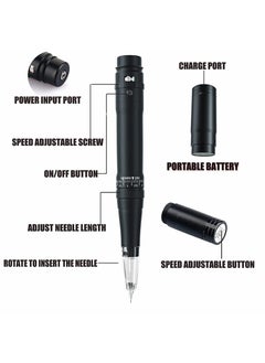 HaLunhi Permanent Eyebrow Makeup Cordless Tattoo Pen Kit for Eyebrow, Lip, Eyeliner Tattoo Machine with 15pcs Cartridge Needle Microblade Supply Gradient Powder Eyebrow (Black Tattoo Kit)  - Image 3