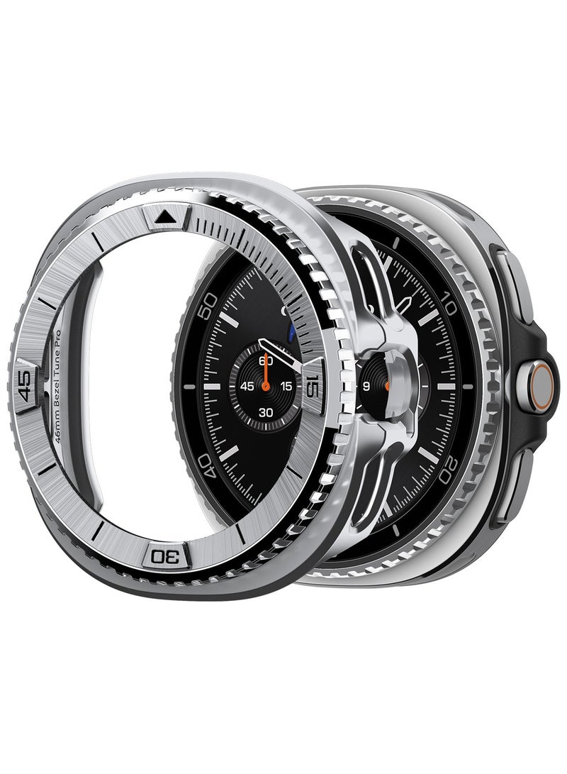 Spigen Bezel Tune Pro (Pilot) for Samsung Galaxy Watch 8 Classic 46mm Bezel Ring Protector with Case (2025) - Silver - Image 1