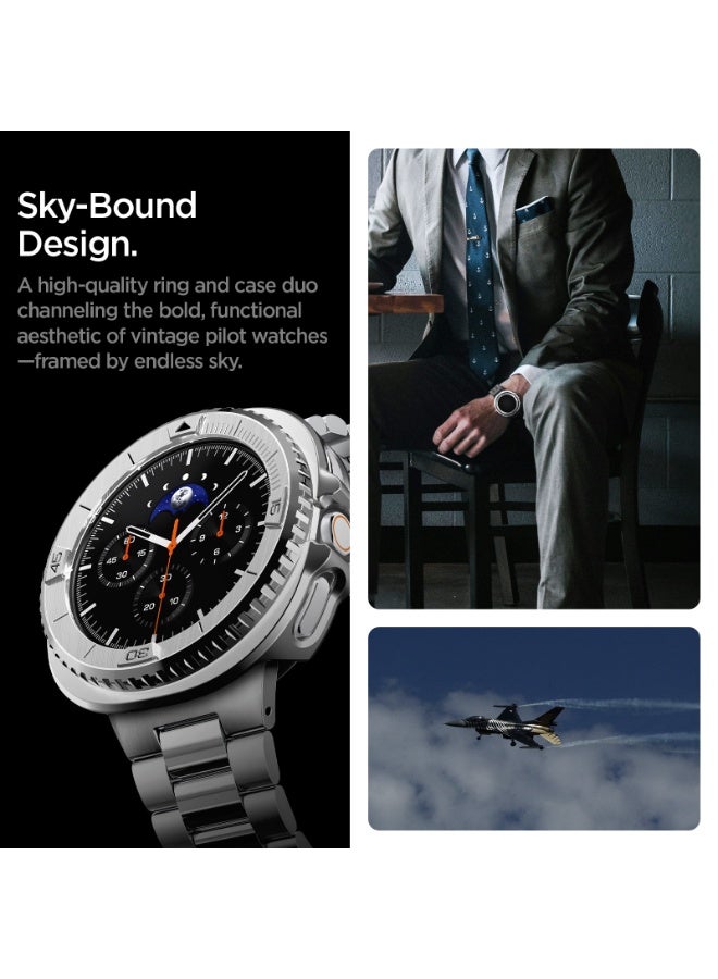 Spigen Bezel Tune Pro (Pilot) for Samsung Galaxy Watch 8 Classic 46mm Bezel Ring Protector with Case (2025) - Silver - Image 5