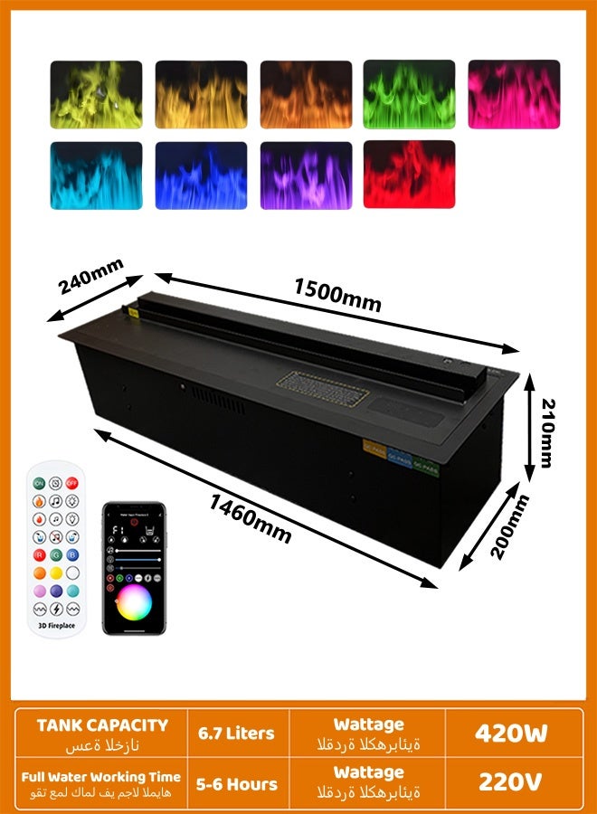 AFLYEVER Smart Home 3D Fireplace Water Steam Humidifier LED Decorative Flame TV Wall Sound Of Firewood Cracking Vapour Electric Fireplace - Image 2