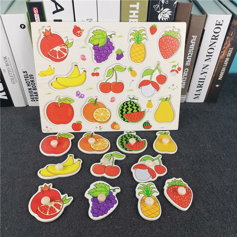 Early Education Jigsaw Puzzle Children'S Educational Toys Infant Jigsaw Puzzle Nail Panel 1-4 Years Old Cognitive Matching Hand Grab Board - Image 2