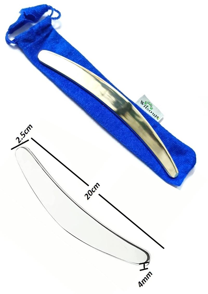 WITSOUL Gua Sha Stainless Steel Tool for Face, Handheld Massager Scraper for Facial Skin Care with Travel Pouch (C - SHAPE) - Image 4