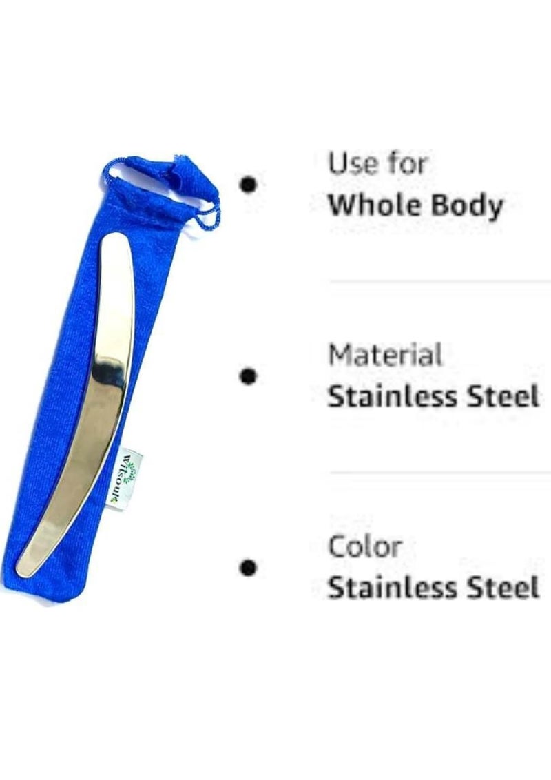 WITSOUL Gua Sha Stainless Steel Tool for Face, Handheld Massager Scraper for Facial Skin Care with Travel Pouch (C - SHAPE) - Image 5