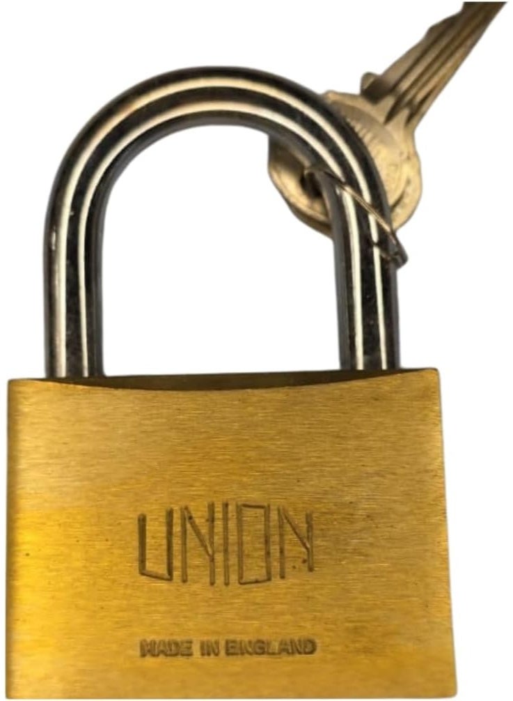 Union J3122 2-50 5-Pin Tumbler Brass Padlock with Hardened Steel Shackle - Gold Finish for Gym Lockers, Storage Units, Gates & Travel Luggage - Image 2