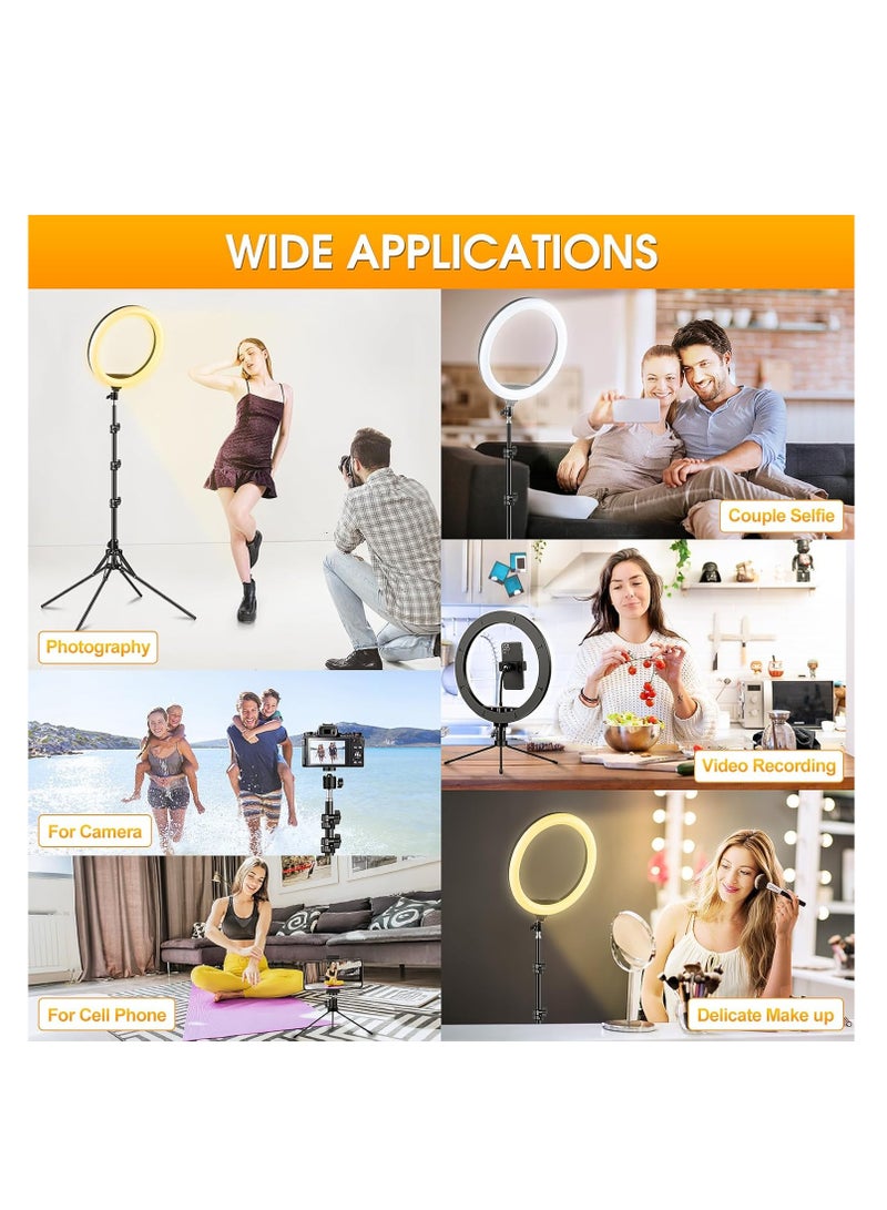 GerTog 177cm LED Ring Light with Tripod Stand & Mobile Holder, Remote Control, 40 RGB Modes & 13 Brightness Levels for Makeup, YouTube & TikTok - Image 2