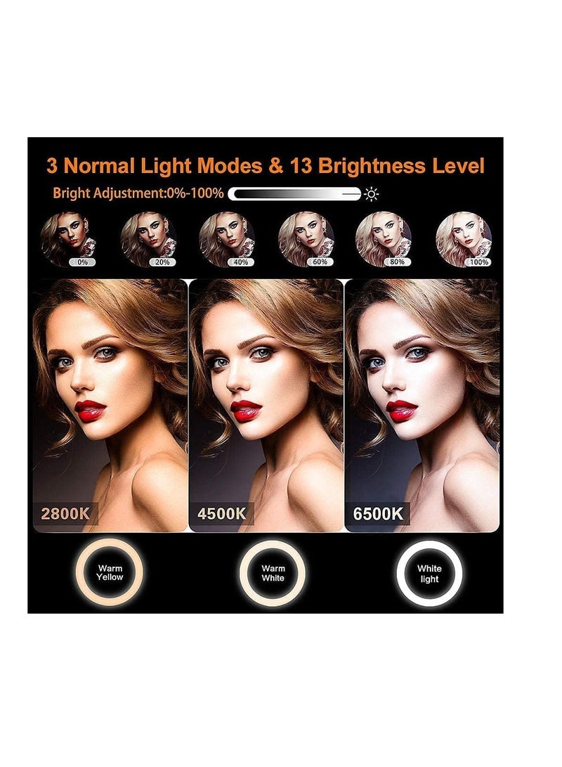 GerTog 177cm LED Ring Light with Tripod Stand & Mobile Holder, Remote Control, 40 RGB Modes & 13 Brightness Levels for Makeup, YouTube & TikTok - Image 3