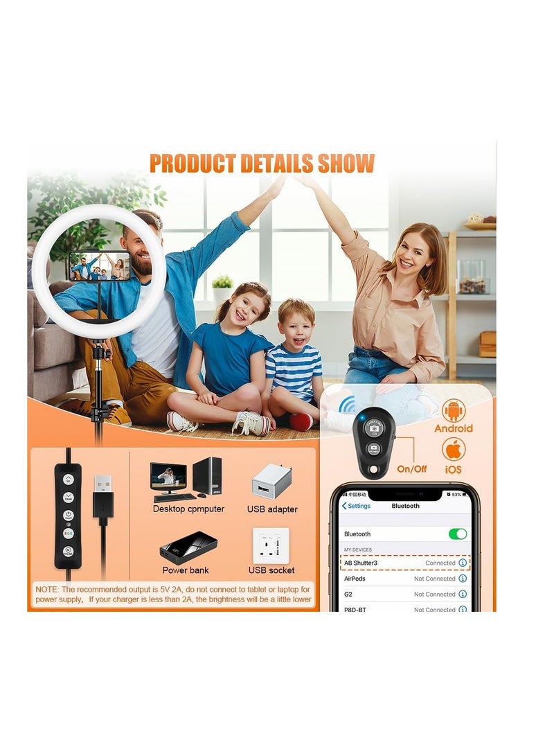 GerTog 177cm LED Ring Light with Tripod Stand & Mobile Holder, Remote Control, 40 RGB Modes & 13 Brightness Levels for Makeup, YouTube & TikTok - Image 5