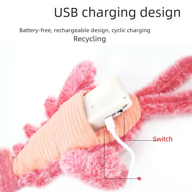 with the same electric jump shrimp USB charging simulation lobster cat toy factory direct supply([Pocket-Pink] Jumping Shrimp, About 35-38CM) - Image 5