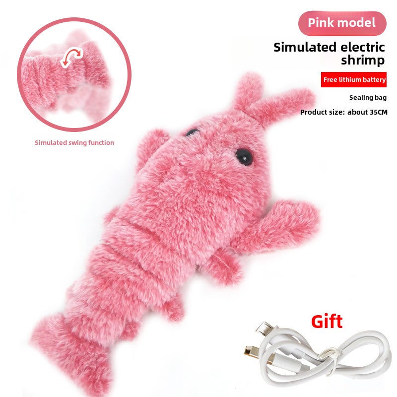 with the same electric jump shrimp USB charging simulation lobster cat toy factory direct supply([Pocket-Pink] Jumping Shrimp, About 35-38CM) - Image 1