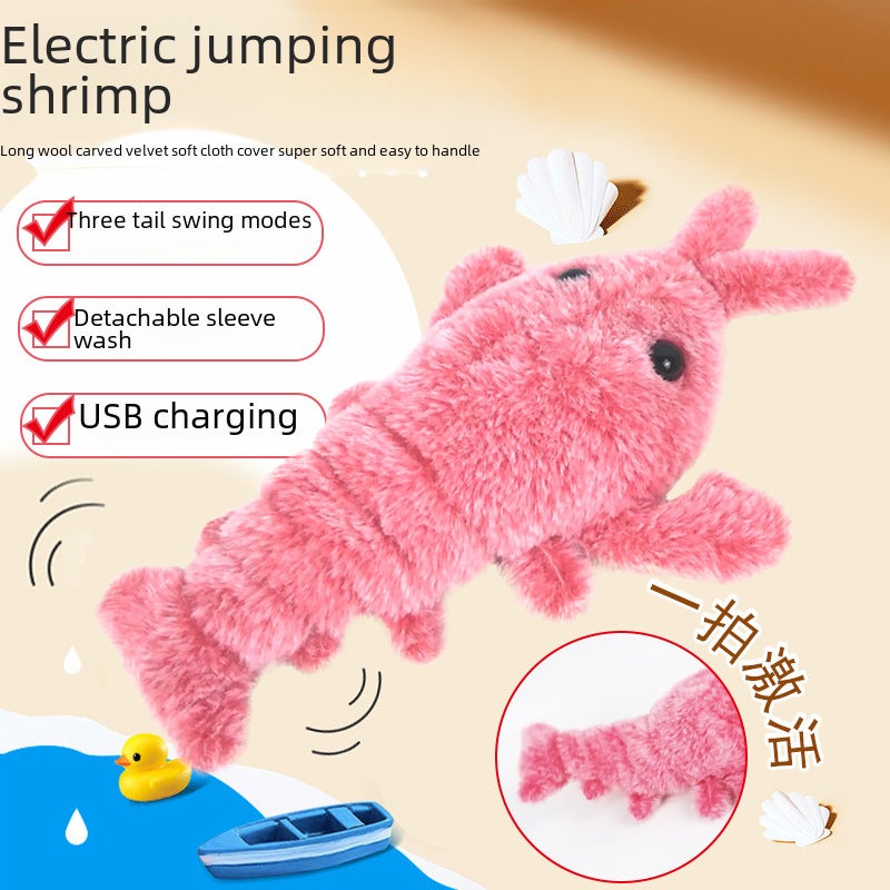 with the same electric jump shrimp USB charging simulation lobster cat toy factory direct supply([Pocket-Pink] Jumping Shrimp, About 35-38CM) - Image 3