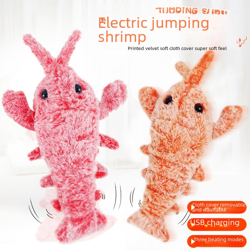with the same electric jump shrimp USB charging simulation lobster cat toy factory direct supply([Pocket-Pink] Jumping Shrimp, About 35-38CM) - Image 2
