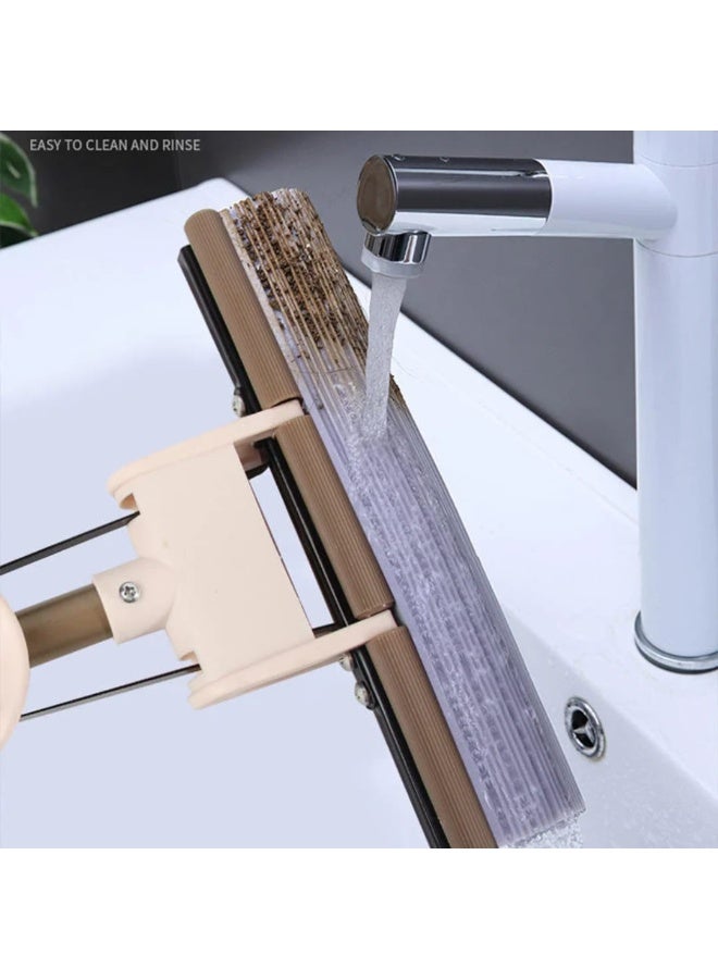 LDQ 27cm Sponge Roller Mop with 110cm Extendable Metal Handle – Self-Wringing Floor Cleaning Mop for Household, Kitchen & Bathroom - Image 2