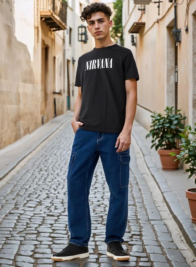 Splash FAV Nirvana Print Crew Neck Oversized T-shirt