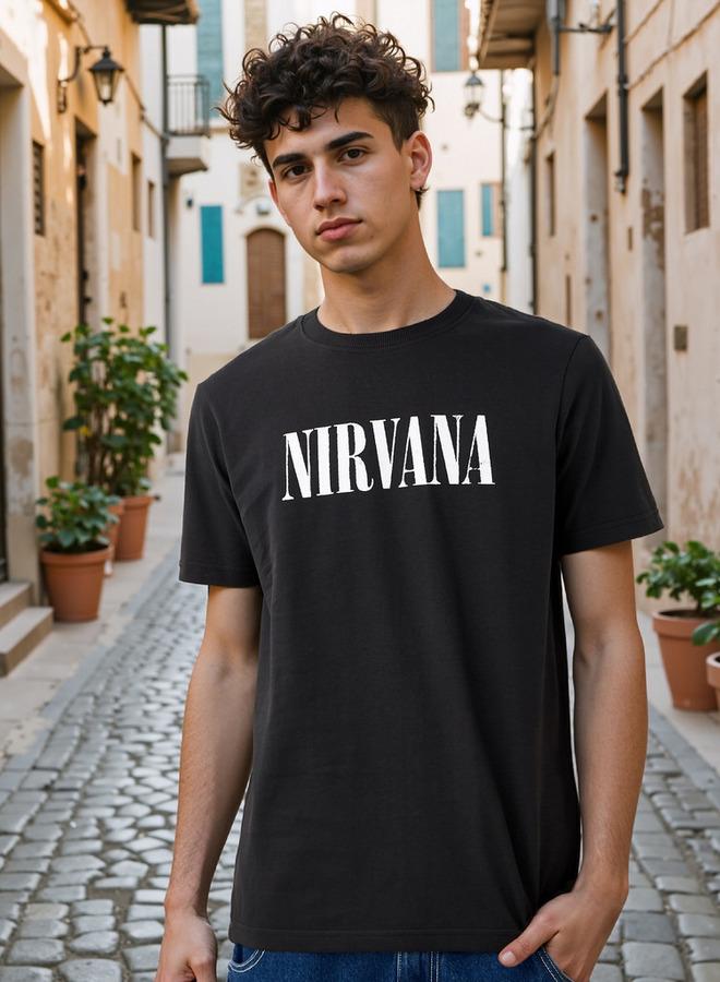 Splash FAV Nirvana Print Crew Neck Oversized T-shirt - Image 3