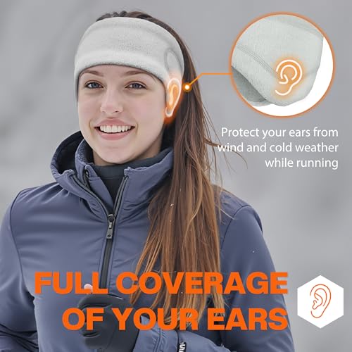 Sukeen Running Ear Warmers for Women, Double-Layer Fleece Ear Warmer Headband, Moisture Wicking Non-Slip Winter Running Headband, Elastic Winter Headbands for Cycling Hiking Jogging, Black/Gray - Image 3