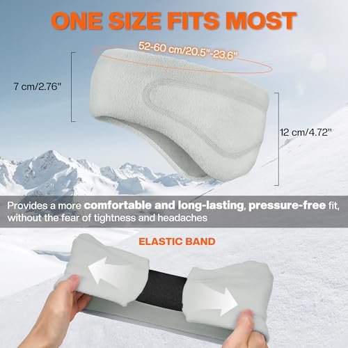 Sukeen Running Ear Warmers for Women, Double-Layer Fleece Ear Warmer Headband, Moisture Wicking Non-Slip Winter Running Headband, Elastic Winter Headbands for Cycling Hiking Jogging, Black/Gray - Image 5