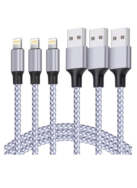 (3 pack)  2M Nylon Braided USB Fast Charging Cable Data Charging Cable for iPhone 13/12/11 Pro Max/XS Max/XR/XS/x/8/7/Plus/6S/6/SE/5S and iPad 3