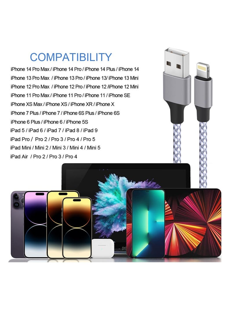 Generic - (3 pack)  2M Nylon Braided USB Fast Charging Cable Data Charging Cable for iPhone 13/12/11 Pro Max/XS Max/XR/XS/x/8/7/Plus/6S/6/SE/5S and iPad 3 - Image 1