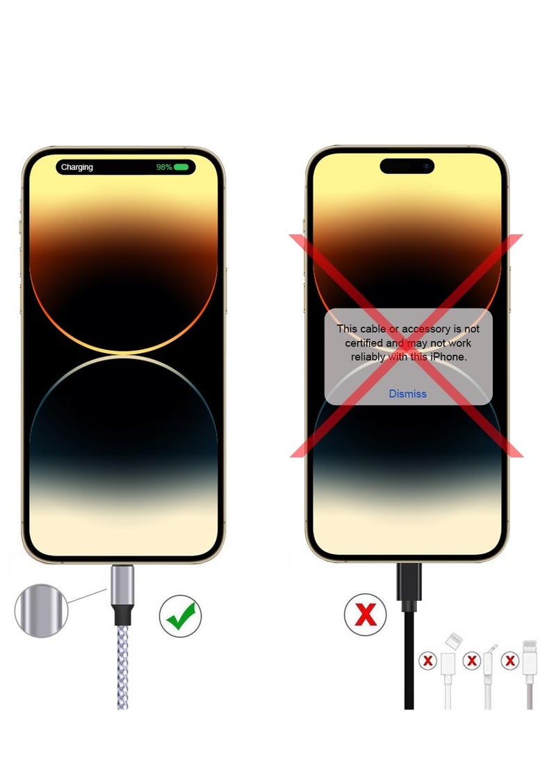 Generic - (3 pack)  2M Nylon Braided USB Fast Charging Cable Data Charging Cable for iPhone 13/12/11 Pro Max/XS Max/XR/XS/x/8/7/Plus/6S/6/SE/5S and iPad 3 - Image 1