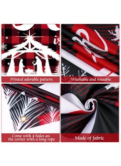 HOWAF Christmas Jesus Religious Banner Xmas Holy Night Backdrop Jesus Is The Reason For The Season Red Buffalo Plaid Banner For Winter Holiday Xmas Religion Party Outdoor Decors72.8 * 43.3 Inch  - Image 3