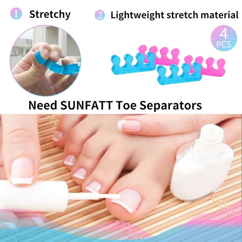 SUNFATT Toe Separators for Women,Toe Spacers for Women,Repeatable Washable Toe Separators,Toe Separators for Nail Polish Application,Soft Gel Pedicure Tools. - Image 3