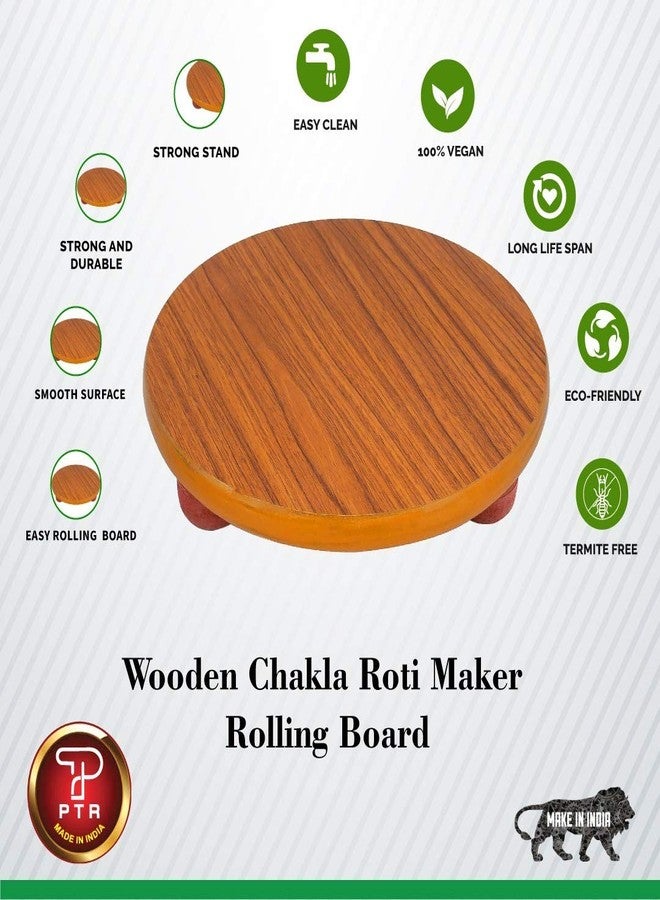 PTR Pine Wood Chakla Belan Set Handcrafted from Strong Natural Wood 9 Inch Rolling Board with 12 Inch Rolling Pin for Everyday Kitchen Use Chakla Belan Set (Wood Brown) - Image 5