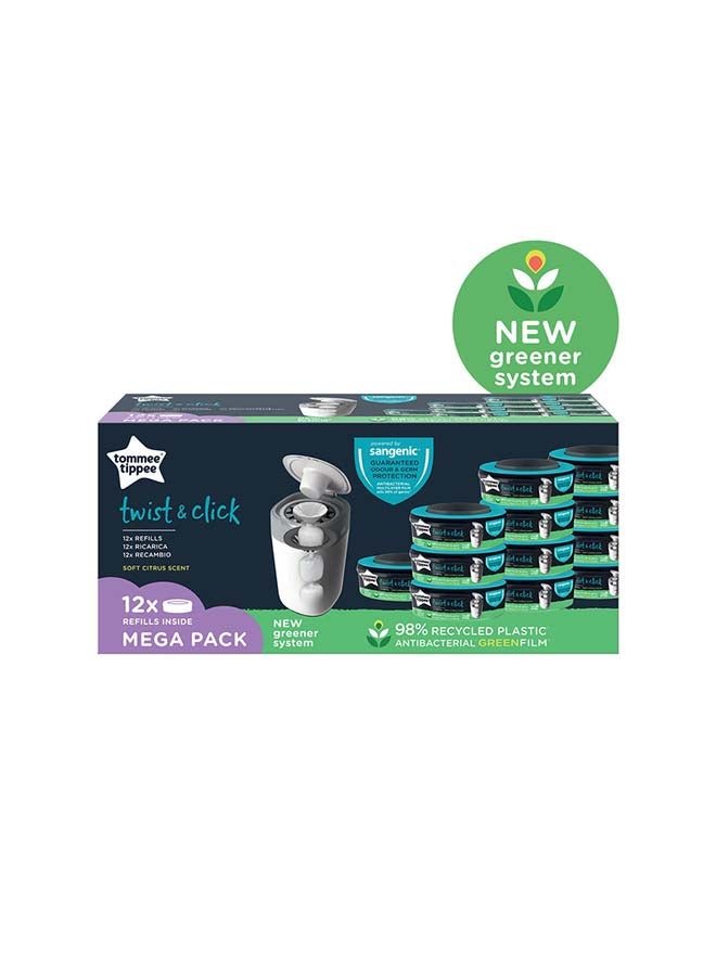tommee tippee Sangenic Universal Nappy Bin Refills 12-Pack – Twist & Click & Sangenic TEC Compatible, Diaper Disposal Cassettes for Baby, Odour & Germ Protection, Baby Changing Essentials - Image 3