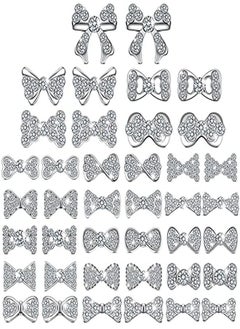 Maitys 40 Pieces 3D Bow Nail Charms Bow Tie Design Nail Art Slices Rhinestone Alloy Bow Nail Art Decals Bow Nail Art Decoration For Women Girls Diy Nail Art 20 Styles  - Image 1