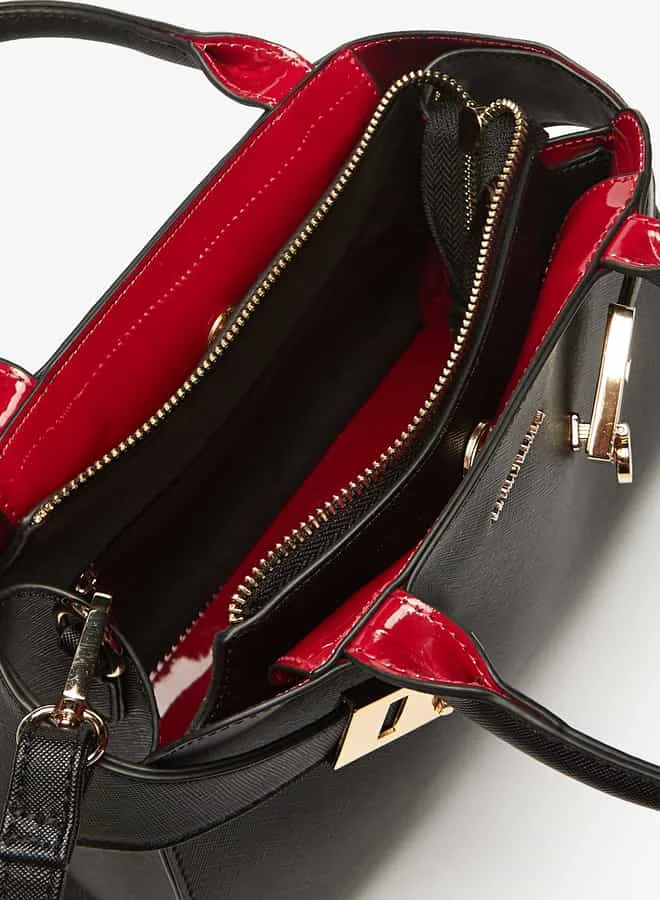 Flora Bella By Shoexpress Women Logo Detail Tote Bag with Top Handles and Detachable Strap