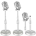 Norcoin 2 Pcs Vintage Microphone Prop Liftable Retro Microphone Prop Model Fake with Stand Plastic Classic Antique Mic Toy for Role Play Party Costume Stage Table Decorations Old Fashioned Silver - Image 2