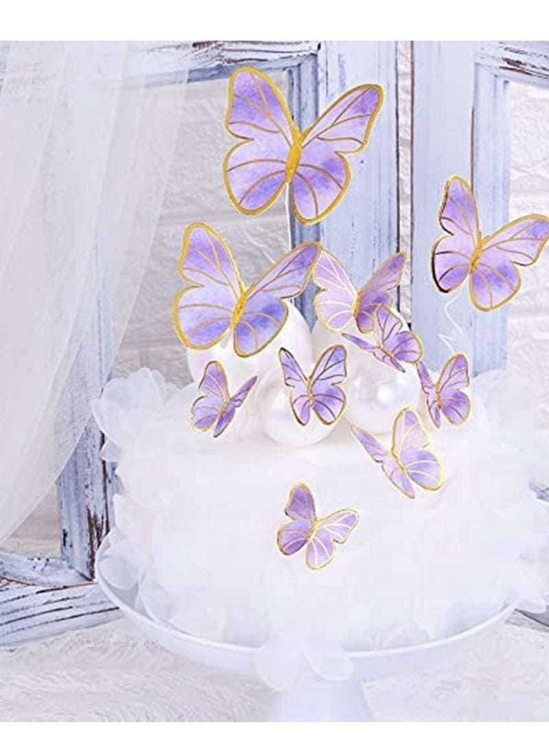 Generic - 22-Piece Butterfly Cake Decoration Set with Happy Birthday Acrylic Toppers for Girls Baby Showers and Wedding Parties - Image 1