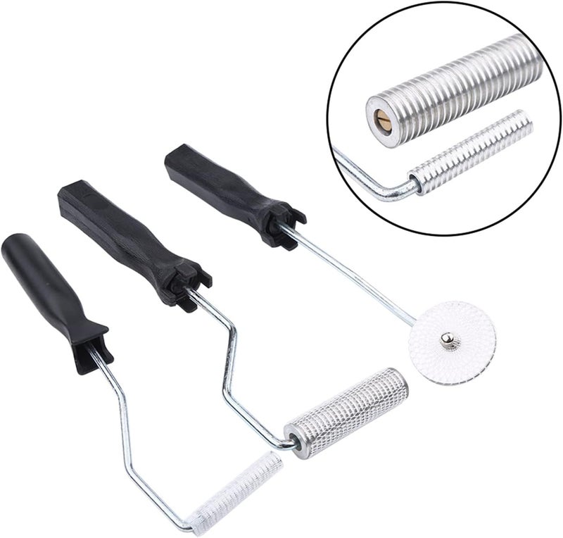 Fafeicy 3Pcs Aluminum Alloy Fiberglass Bubble Paddle Tool, Laminating Roller Kit with Sawtooth for FRP Mould, Leveling and Compacting Coating - Image 5