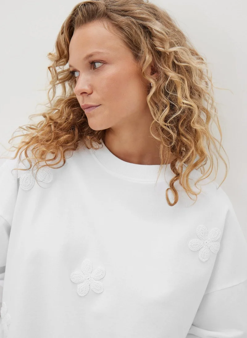 Matalan White Crochet Flower Sweathsirt