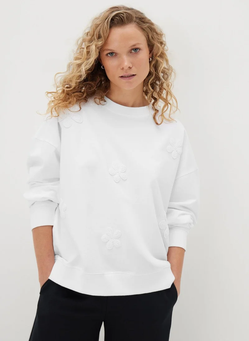 Matalan White Crochet Flower Sweathsirt
